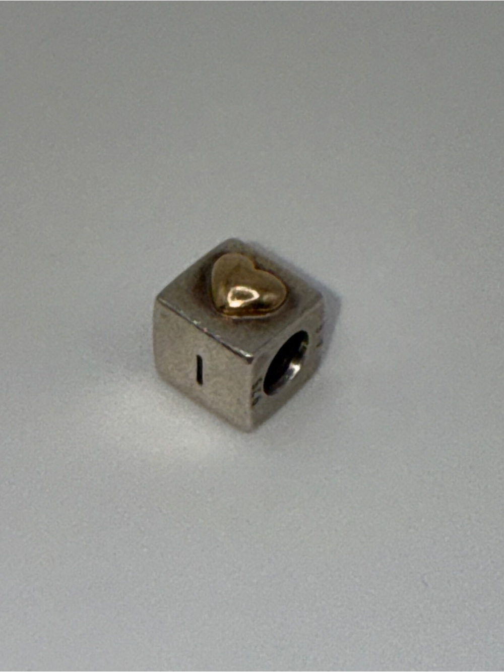 Pandora Sterling Silver 925 14K Gold I Love You
Heart Charm 790200 Cube Bead